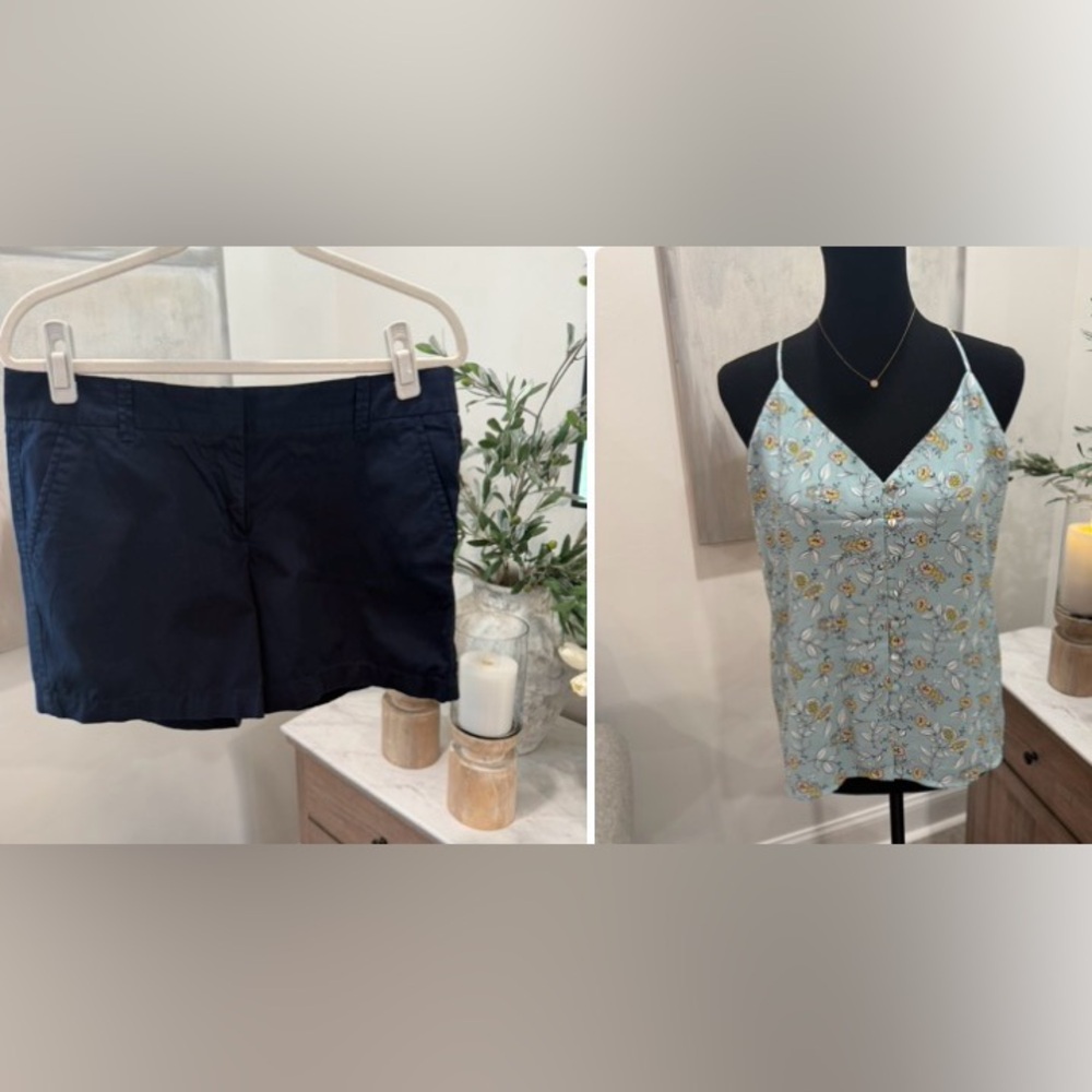 LOFT Floral Camisole in Blue and Yellow Floral with Button Detail - Picture 16 of 16